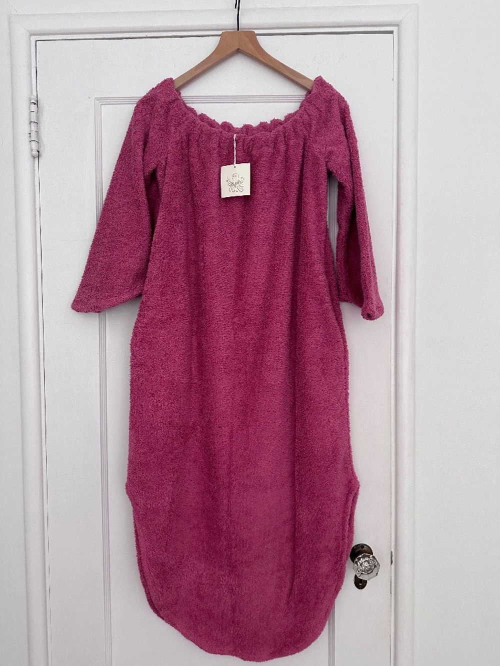 Simone Fan Malibu terry off the shoulder dress NEW